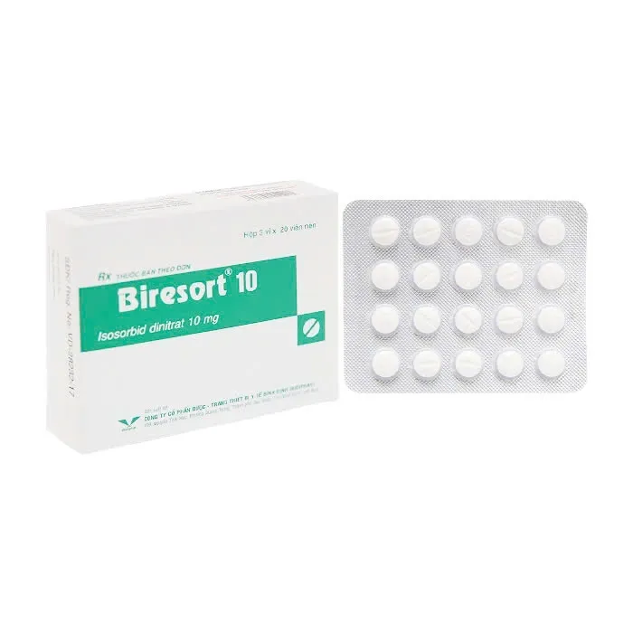 Biresort 10 Bidi (H/60v) – Viên nén Isosorbid Dinitrat Giảm đau thắt ngực & hỗ trợ suy tim hiệu quả